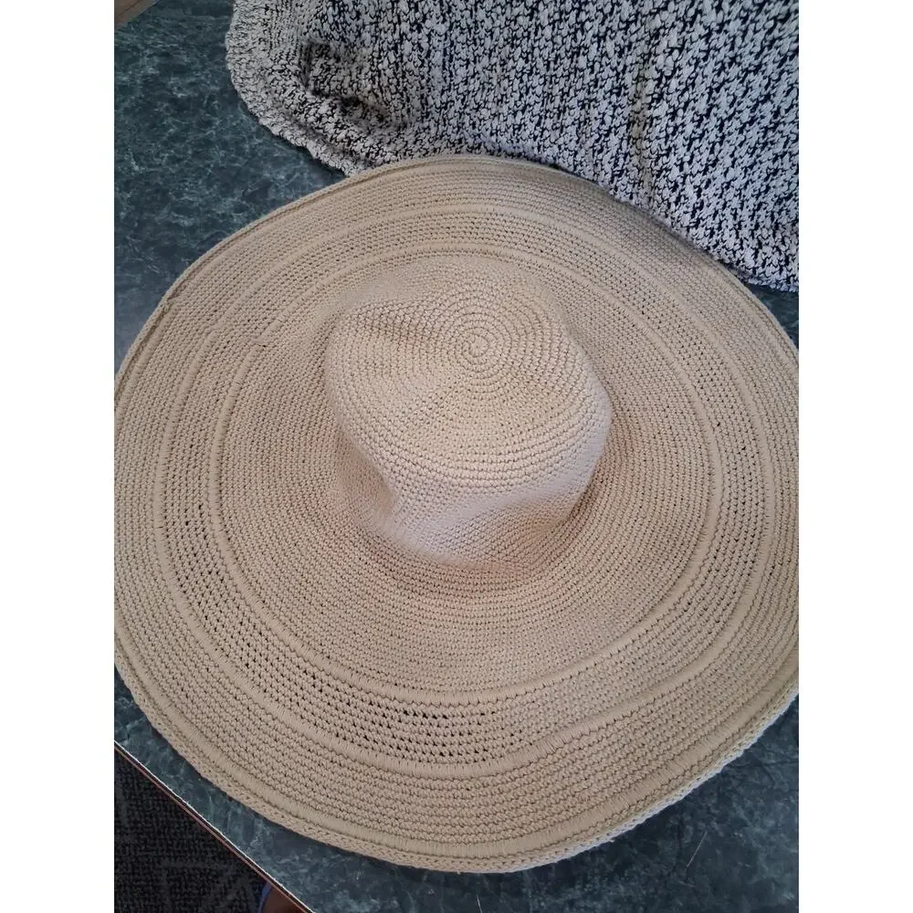 San Diego Hat Co Floppy Sun Hat Wide Brim Neutral Tan 100% Cotton Beach Summer - Picture 8 of 9